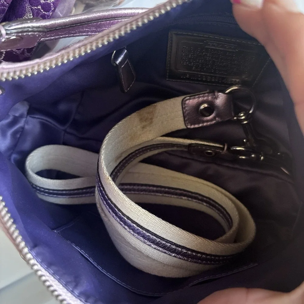 Vtg COACH Poppy Pink Purple Sequin Signature C Shoulder Bag Mcbling Y2K - Picture 12 of 14